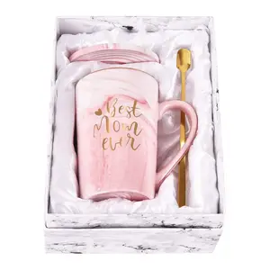 Best Mom Ever Coffee Mug Mother Gifts Novelty Gift Mothers Day Marbled Printing Gold 14Oz Cup with Exquisite Box Packing Spoon