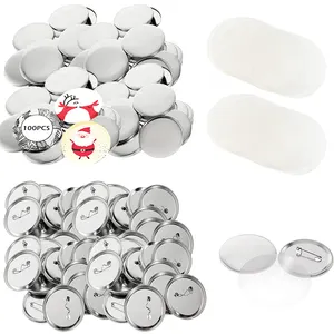 32Mm/1.25 Inch Diy Metal Blank Button Onderdelen Voor Badge Making Machine Stuks Badge Knop Shell & Pin terug 500Pcs