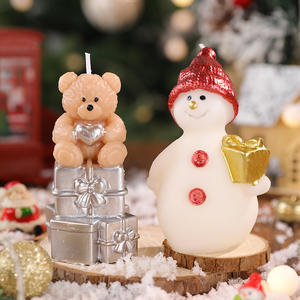 Bougie en <span class=keywords><strong>cire</strong></span> de soja mélangée peinte à la main, motif ours, <span class=keywords><strong>pour</strong></span> l'aromathérapie, ambiance hivernale, décorations, accessoires photo, fêtes de Noël - Product Image 3