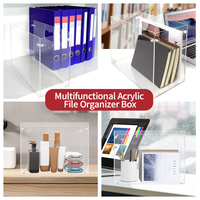Boîte de rangement de fichiers suspendue, organisateur de dossiers en acrylique pour dossiers de taille lettre Boîte de rangement portable avec poignées