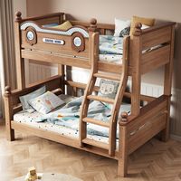 Lit superposé en bois massif au design moderne et durable avec échelles pour enfants, options multi-tailles