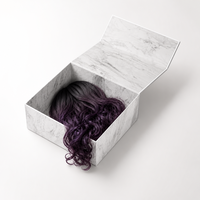 Boîte cadeau rigide à couvercle magnétique recyclée et écologique FUSSEN, doublée de satin, pour les extensions de cheveux et les produits de beauté