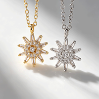Collier pendentif soleil en laiton plaqué or 18 carats avec micro-pavé de zircone cubique (CZ) taille baguette et ronde, bijoux de mode pour femme, OEM ODM disponible