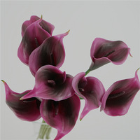 Fleur artificielle de lys Cala rouge foncé au toucher réel, décoration de table moderne pour la maison, bouquet de mariage