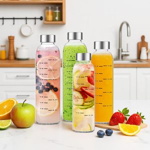 Botellas de <span class=keywords><strong>Agua</strong></span> de Vidrio Reutilizables de 17 oz, <span class=keywords><strong>a</strong></span> Prueba de Fugas, con Tapas Duraderas de Acero Inoxidable, Marcas de Medición Claras para la Hidratación Diaria - Product Image 6