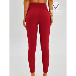 Leggings de yoga Vetega taille haute rouge uni pour femme – Pantalon de sport extensible dans quatre directions pour l'entraînement - Product Image 4