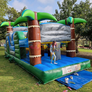 Castillo inflable con temática tropical, combo de juegos inflables para fiestas al aire libre, pista de obstáculos inflable para adultos - Product Image 2