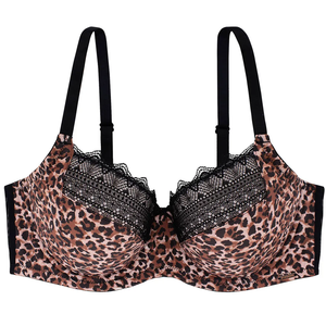 Ensemble <span class=keywords><strong>soutien</strong></span>-<span class=keywords><strong>gorge</strong></span> push-up confortable sans bretelles et culotte hipster en dentelle léopard, tailles 42 et plus, vente en gros d'usine - Product Image 3