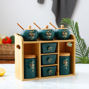 Bán buôn tùy chỉnh 8 cái số lượng lớn gia vị chai Organizer trắng gốm các loại thảo mộc gia vị Jar Set với nắp và lưu trữ giá - Product Image 6