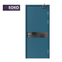 Porte coupe-feu EOKO à feuille unique, homologuée 90 minutes, pour entrepôt et usine, avec panneau de vision et barre anti-panique