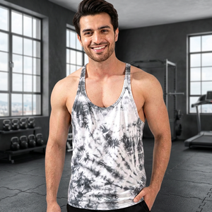 High Quality Custom Solid Breathable Knitted Polyester/Cotton V-neck Tank Top <b>Men</b> Gym Activewear Sleeveless Fitness Sports OEM - Product Image 3