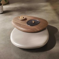 Table basse nordique en forme de galet, table centrale ovale irrégulière, plateau en bois massif, mobilier moderne pour salon, maison, hôtel