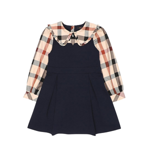 Abiti per bambini di qualità per <span class=keywords><strong>ragazze</strong></span> di <span class=keywords><strong>12</strong></span> <span class=keywords><strong>anni</strong></span> stile Vintage a collo Plaid Casual e traspirante per la stagione autunnale - Product Image 2