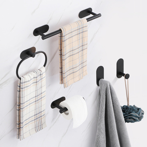 <span class=keywords><strong>Set</strong></span> di 5 Portasciugamani Adesivi da Parete in Acciaio Inox Nero Opaco per Bagno, con Gancio per Carta Igienica e Porta <span class=keywords><strong>Asciugamani</strong></span> - Product Image 4