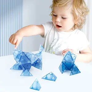 KEBO 2023 Latest 30Pcs Teaching Aid Strong Magnetic Triangular Pyramid Toys MABS Material Transparent Magnet Cube Puzzle T