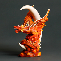 Figurine OEM en résine poly Figurine de dragon lune de feu Statue de dragon des douanes Figurine fantastique