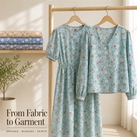 Tissu 100% coton peigné tissé uni imprimé à motif floral marguerite, 102 GSM, léger, motif petites fleurs, pour robe femme