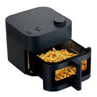 Friteuse à air double panier 8L avec écran tactile numérique et fenêtre de visualisation, antiadhésive noire pour cuisine domestique