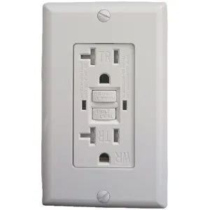 20A 125V AC Tamper Resistant GFCI Receptacle with Wall Plate Included White Decorator Duplex Socket Switch