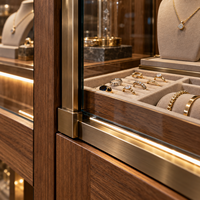 Vitrine murale en bois sur mesure avec éclairage LED pour bijouterie