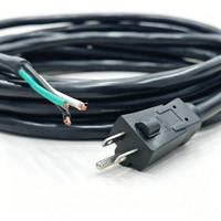 Cable de Alimentación Personalizado de 5-15P, 1-10M, 14AWG/3C, de Alta Resistencia, con Enchufe Americano de 3 Pines a Extremo Desnudo, Cable de Extensión Negro