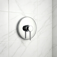 Robinet de douche monofonction mural avec poignée, finition laiton, mitigeur de douche rond à poignée unique, chromé