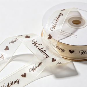 Ruban transparent imprimé de haute qualité en forme de cœur, nœud pré-noué de 7 pouces, décoration de mariage pour boîte cadeau de la Saint-Valentin - Product Image 2