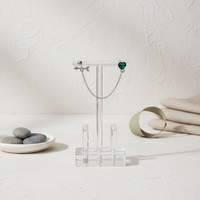 HGC 316L Piercing d'oreille en forme d'anneau avec chaîne simple, motif flèche barbell basique et cœur vert, pour cartilage et hélix