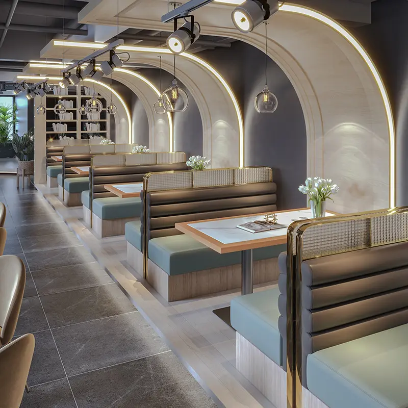 Almofada de luxo leve personalizada moderno elevado restaurante assento sofá e móveis de mesa dubai