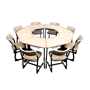 Bộ Bàn Ghế Lớp Học Bán Chạy Sản Xuất Nội Thất Đại Học Sản Xuất Đồ Nội Thất Hình Thang Bàn Học Sinh Bằng Gỗ - Product Image 4