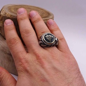 Nuovi Anelli Trendy con Testo Arabo per Uomo, Anelli Vintage Intagliati Antichi, Gioielli con Anello in Onice Nero, Stile Etnico Bohémien - Product Image 2