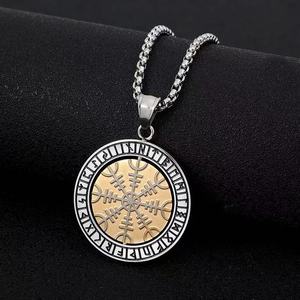 yunnique Vintage Nordic Viking Stainless Steel Pendant Rune <b>Compass</b> 360 Degree Rotating Unisex Necklace Gift - Product Image 3
