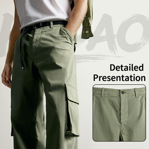 <span class=keywords><strong>Pantaloni</strong></span> Tattici Casual da Uomo Hudao Nuovo Stile, Verdi, Gamba Dritta, Cargo <span class=keywords><strong>con</strong></span> Tasche a Patta, <span class=keywords><strong>Pantaloni</strong></span> da Lavoro in Tela Utility - Product Image 2