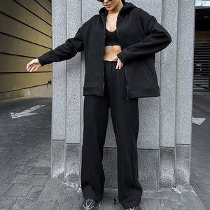 Nouveaux pantalons de survêtement et sweat à capuche personnalisés, ensemble complet de vêtements survêtements lourds Jogger deux pièces grande taille pour femmes ensembles/ - Product Image 5