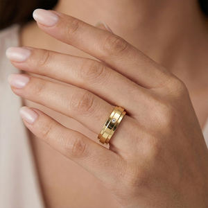 Ensemble de 2 bagues en or 18 carats plaqué or avec diamants synthétiques, belle bague de fiançailles et de mariage pour les couples, cadeau - Product Image 5