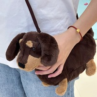 Sac bandoulière en peluche Jelly Cat Otto, chien teckel, mignon, style dessin animé, avec rembourrage en coton PP