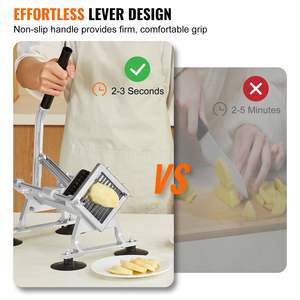 เครื่องหั่นผักด้วยมือทำจากอลูมิเนียมอัลลอยด์สแตนเลสขนาด3/8นิ้วสำหรับหั่นหัวไชเท้าผักผลไม้ - Product Image 3