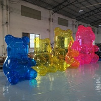 Modèle gonflable géant d'ours en PVC transparent coloré personnalisé pour la publicité, ours gonflable pour la décoration