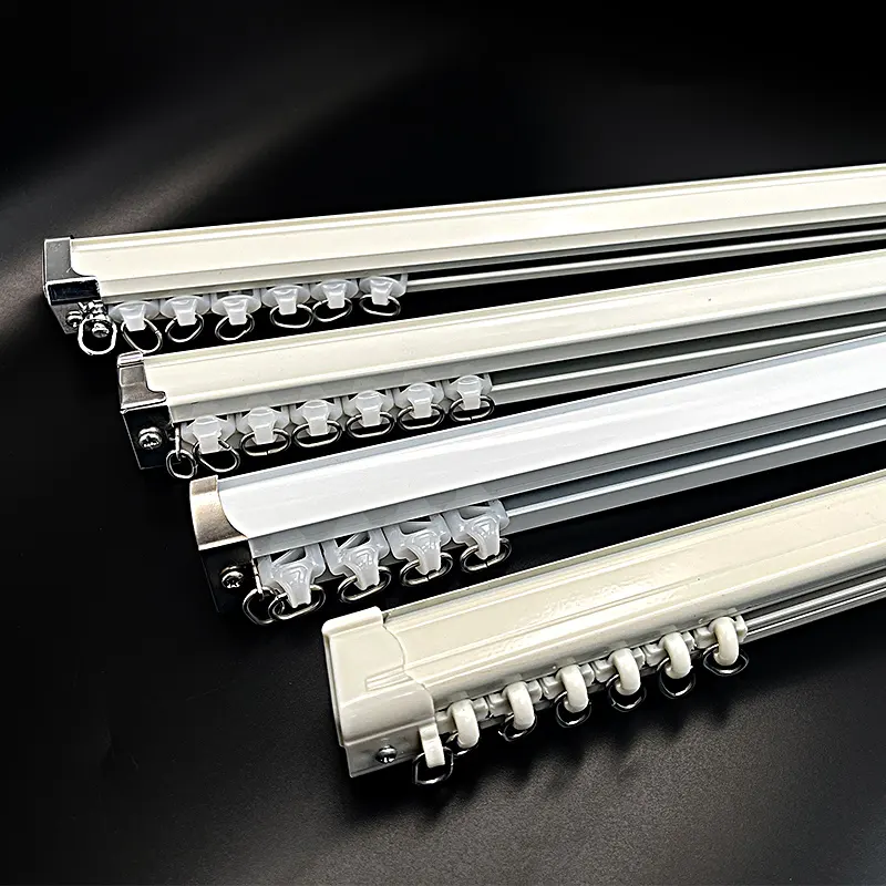 Wholesale Aluminum Single Double Straight Curtain Track set sliding Windows Curtain Rail with Runners