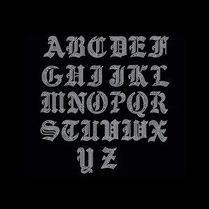 Designs de lettres en strass avec police Old English personnalisée pour t-shirt personnalisé - Product Image 1