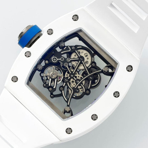 Montre mécanique squelette style RM055 pour homme, en céramique blanche, titane et bracelet en caoutchouc. - Product Image 5