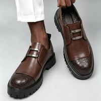 Chaussures en cuir pour hommes, mocassins à boucle métallique, chaussures habillées épaisses, pour affaires, bureau, taille 38-46, mariage, fête, usage quotidien