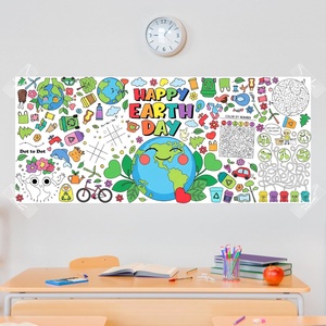 Affiche d'activités <span class=keywords><strong>de</strong></span> coloriage personnalisée pour la Journée <span class=keywords><strong>de</strong></span> la Terre, mini-jeux amusants sur le thème des planètes, bannière artistique à colorier soi-même pour la maison, l'école, les événements et les fêtes - Product Image 1