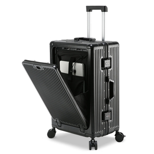 Valise en aluminium de luxe personnalisable à 4 roues avec verrou TSA Spinner PC avec ouverture à l'avant Valise Maletas solide USB durable Vente en gros - Product Image 5