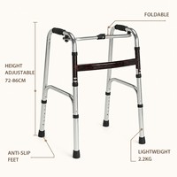 Déambulateur pliant réglable en hauteur sur 8 niveaux (72-86 cm), léger (2,2 kg), en acier chromé, avec pieds antidérapants, pour la mobilité des personnes âgées