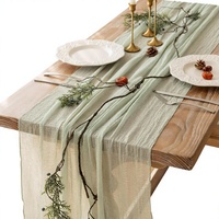Chemin de table en gaze de coton vert sauge sur mesure, voile transparent, style rustique bohème, pour mariage, baby shower, fête, décoration d'événements