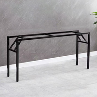 Table de banquet rectangulaire robuste pliable avec pieds en acier, plateau en contreplaqué, revêtement en PVC blanc, mobilier de salle à manger pour hôtel