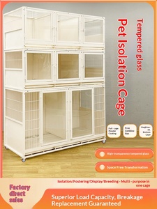 Cage de Luxe Moderne et Robuste pour Animaux de Compagnie (Chiens, Chats, Lapins) – Vitrine d'Exposition, Cage d'Accueil, Cage pour Hôpital Vétérinaire – Acier et Verre - Product Image 2