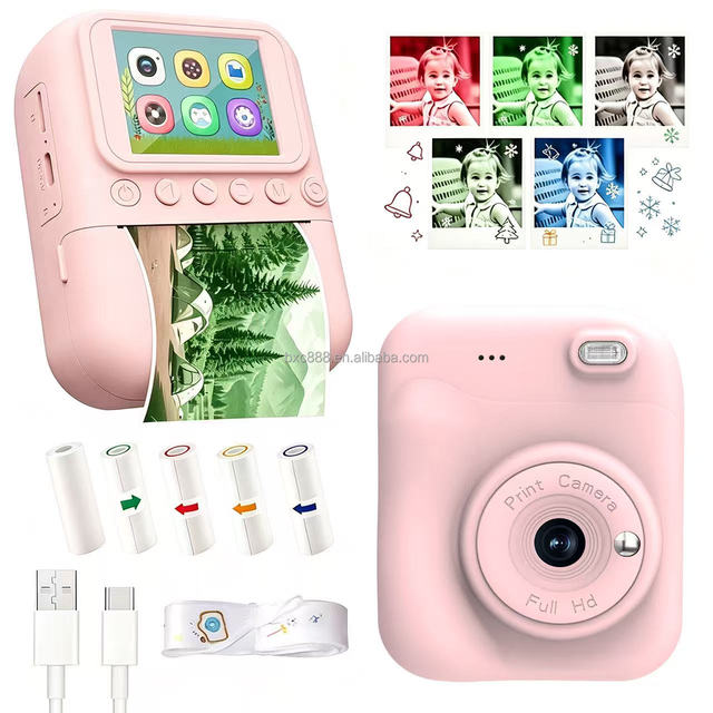 Factory Stock Thermal Print Camera Video Kids Girls Boys Upgrade Digital Selfie Instant Camera Children Gift