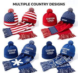 Custom Football Fan <b>Scarf</b> and Hat Set Satin Supporter Merchandise for Sports Clubs Tournaments and Corporate Events - Product Image 4